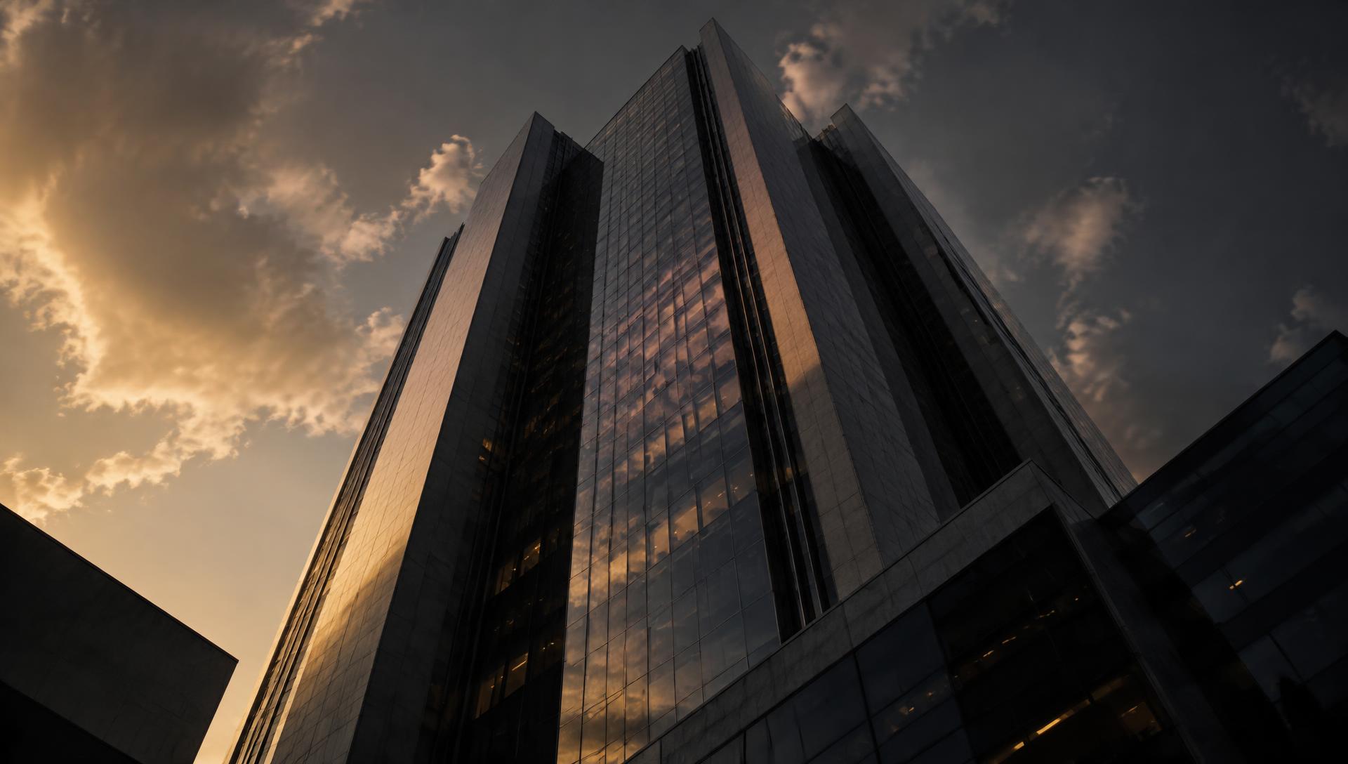 Modern glass tower rising against a dusk sky